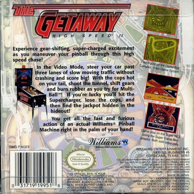 Face arriere du boxart du jeu Getaway, The (Etats-Unis) sur Nintendo Game Boy
