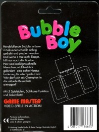 Face arriere du boxart du jeu Bubble Boy (Allemagne) sur Videojet / Hartung Game Master