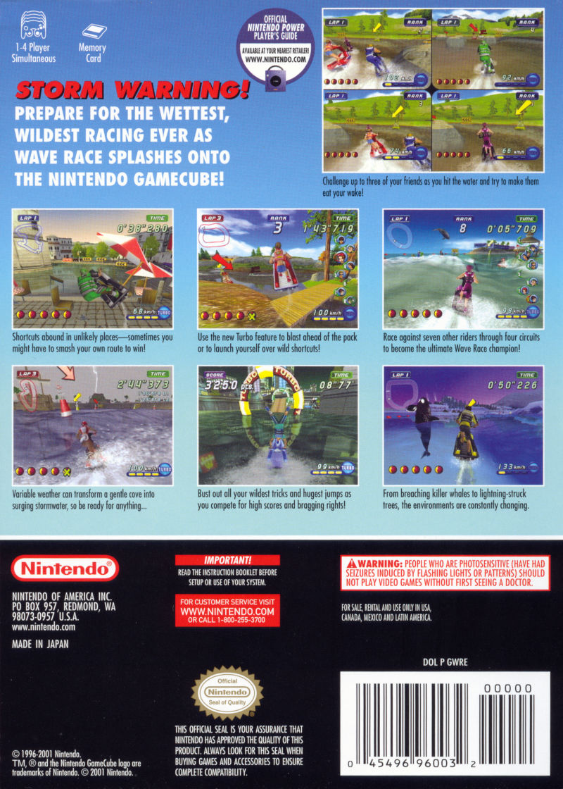 Face arriere du boxart du jeu Wave Race - Blue Storm (Etats-Unis) sur Nintendo GameCube