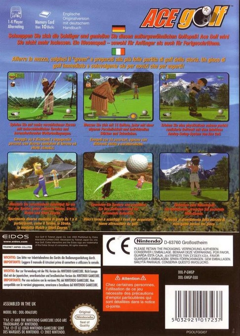 Face arriere du boxart du jeu Ace Golf (Allemagne) sur Nintendo GameCube