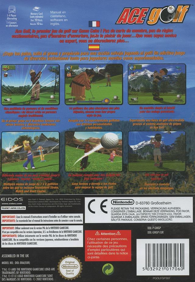 Face arriere du boxart du jeu Ace Golf (France) sur Nintendo GameCube