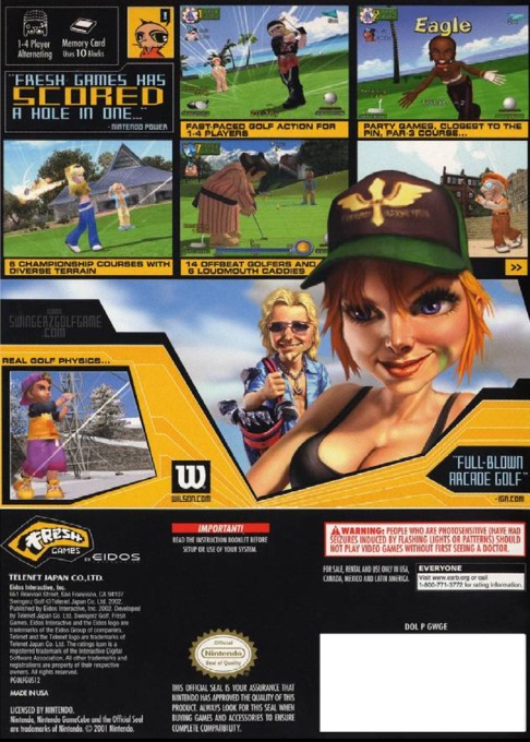 Face arriere du boxart du jeu Swingerz Golf (Etats-Unis) sur Nintendo GameCube