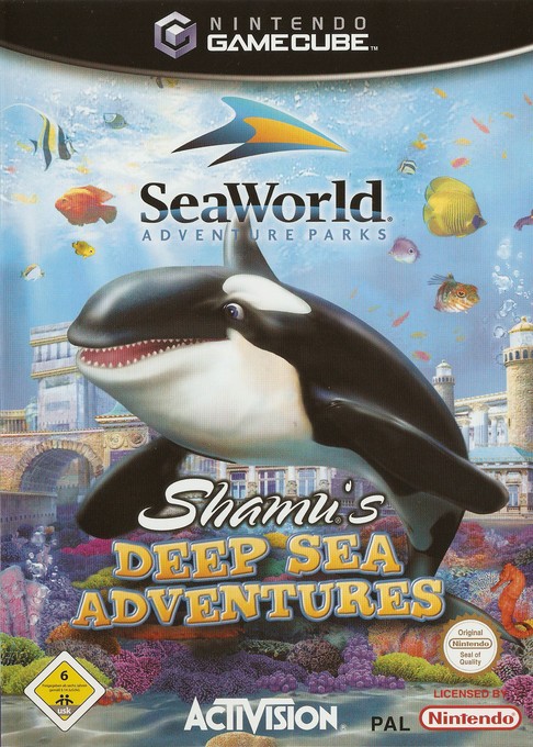 Face avant du boxart du jeu SeaWorld Adventure Parks - Shamu's Deep Sea Adventures (Europe) sur Nintendo GameCube