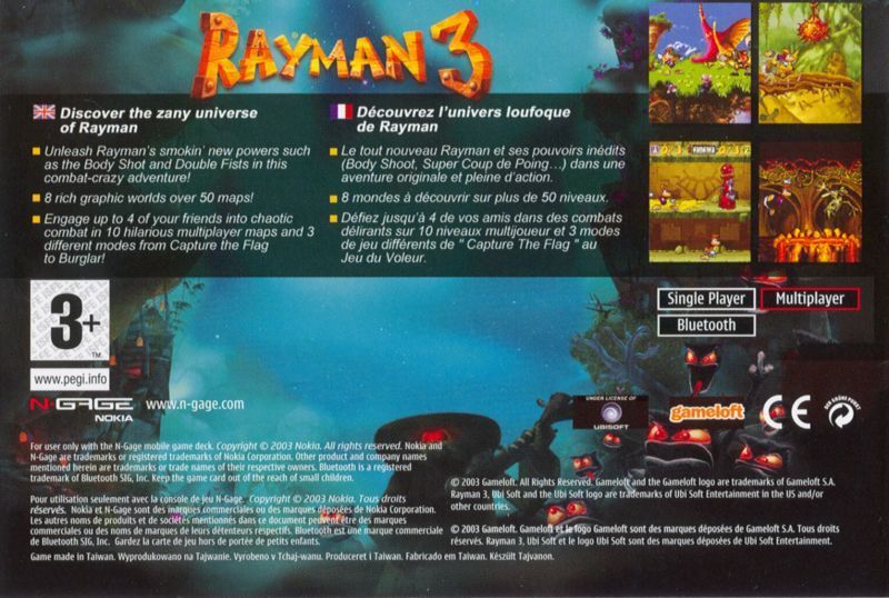 Face arriere du boxart du jeu Rayman 3 (Europe) sur Nokia N-Gage