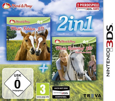 Face avant du boxart du jeu 2in1 Horses 3D - My Foal 3D + My Riding Stables 3D - Rivals in the Saddle (Allemagne) sur Nintendo 3DS