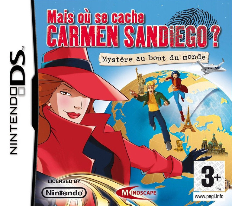 Face avant du boxart du jeu Mais où se Cache Carmen Sandiego - Mystère au Bout du Monde (France) sur Nintendo DS