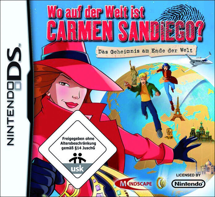 Face avant du boxart du jeu Wo auf der Welt ist Carmen Sandiego? Das Geheimnis am Ende der Welt (Europe) sur Nintendo DS