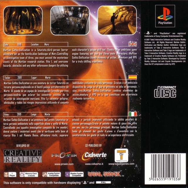 Face arriere du boxart du jeu Martian Gothic - Unification (Europe) sur Sony Playstation