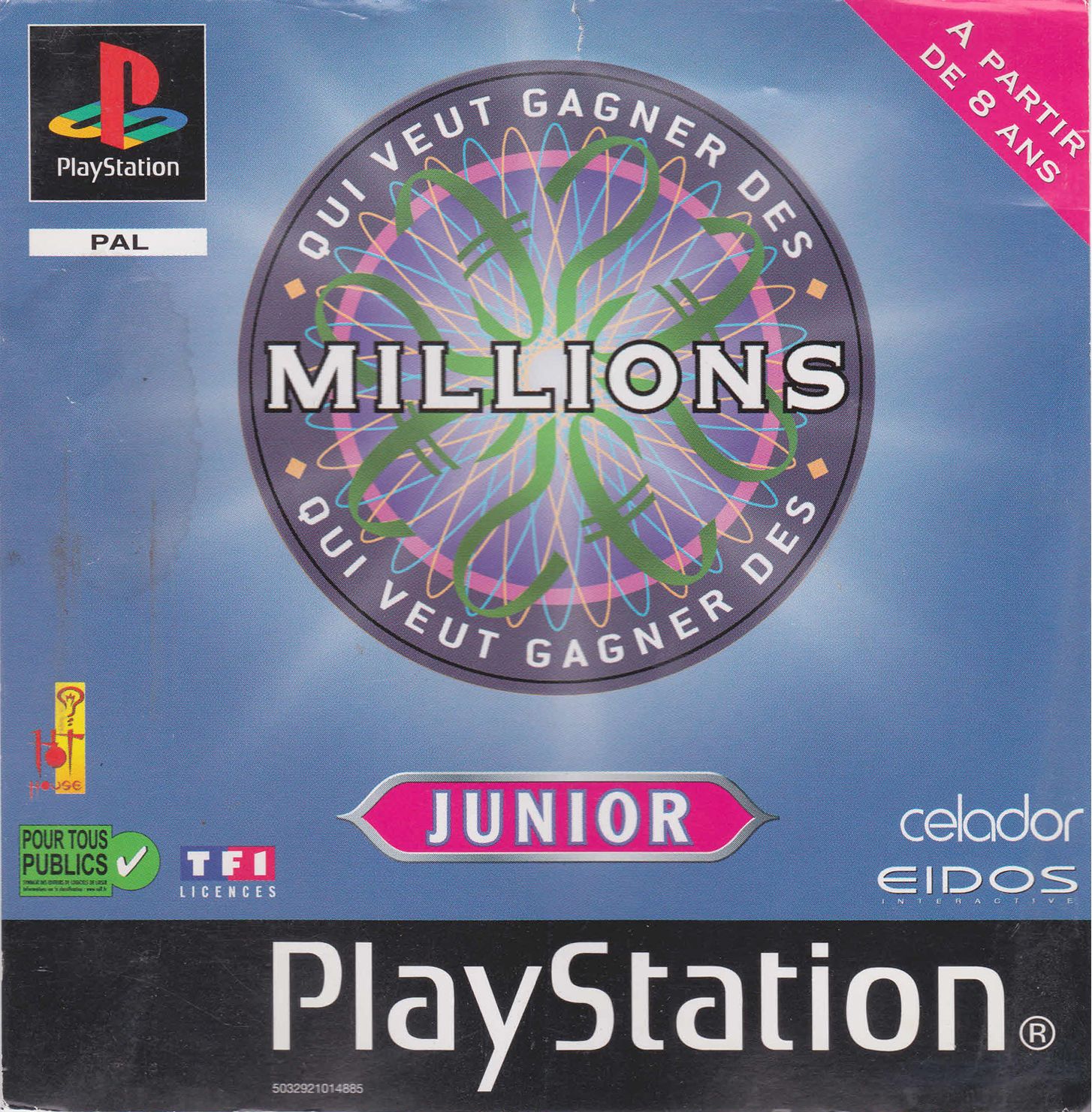 Face avant du boxart du jeu Qui Veut Gagner des Millions - Junior (France) sur Sony Playstation