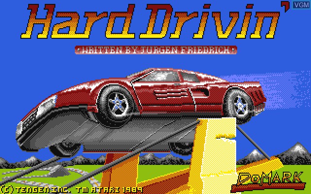 Image de l'ecran titre du jeu Hard Drivin sur Commodore Amiga