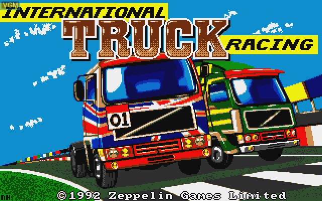 Image de l'ecran titre du jeu International Truck Racing sur Commodore Amiga