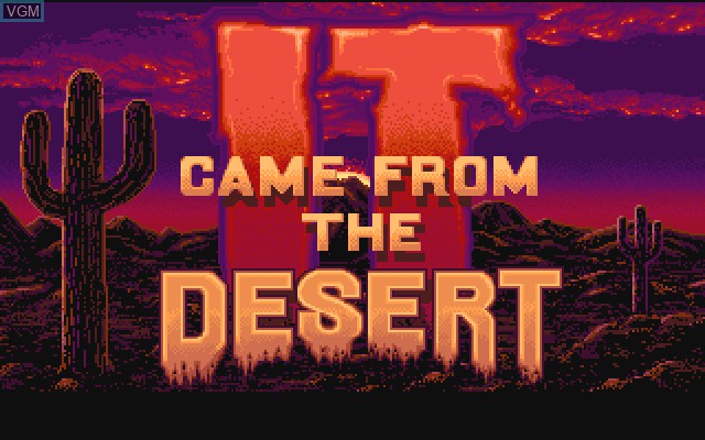 Image de l'ecran titre du jeu It Came From The Desert sur Commodore Amiga