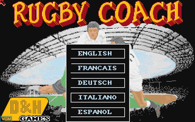 Image de l'ecran titre du jeu Rugby Coach sur Commodore Amiga