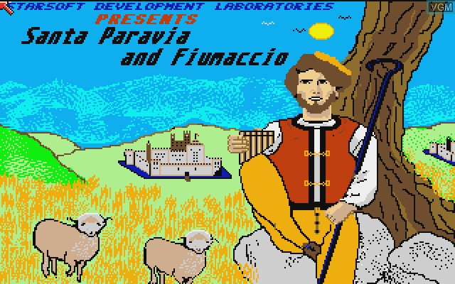 Image de l'ecran titre du jeu Santa Paravia and Fiumaccio sur Commodore Amiga