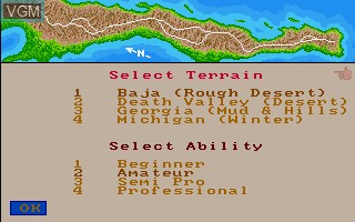 Image du menu du jeu 4x4 Off-Road Racing sur Commodore Amiga