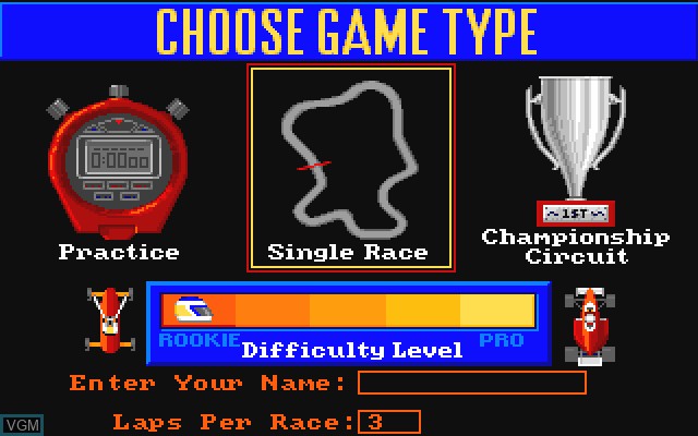 Image du menu du jeu Grand Prix Circuit sur Commodore Amiga