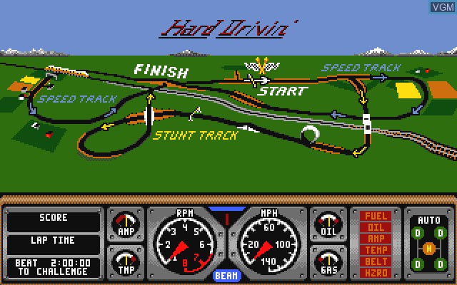 Image du menu du jeu Hard Drivin sur Commodore Amiga