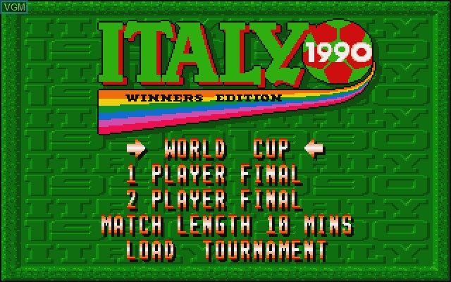 Image du menu du jeu Italy 1990 Winners Edition sur Commodore Amiga
