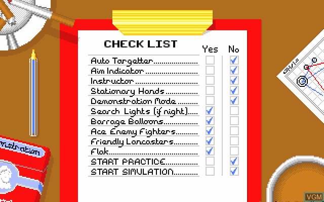 Image du menu du jeu Lancaster sur Commodore Amiga