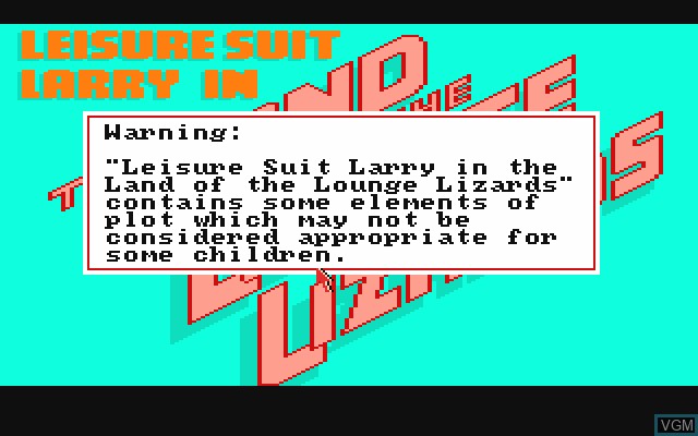 Image du menu du jeu Leisure Suit Larry in the Land of the Lounge Lizards sur Commodore Amiga