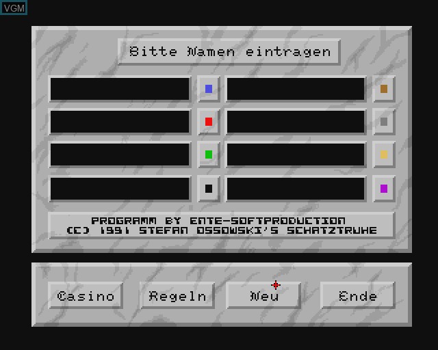 Image du menu du jeu Roulette sur Commodore Amiga