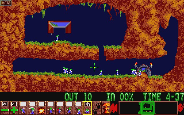 Image in-game du jeu Lemmings sur Commodore Amiga