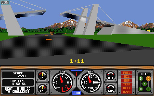 Image in-game du jeu Hard Drivin sur Commodore Amiga