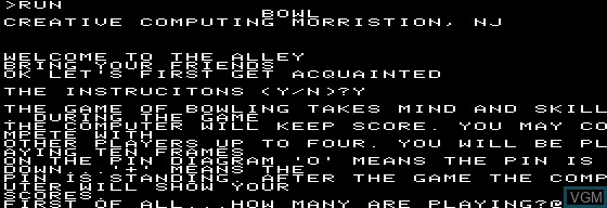 Image de l'ecran titre du jeu Bowling sur Apple I