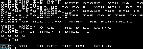Image in-game du jeu Bowling sur Apple I