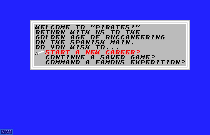 Image du menu du jeu Pirates! sur Apple II GS