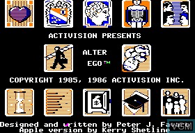 Image de l'ecran titre du jeu Alter Ego sur Apple II