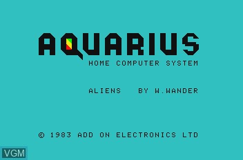 Image de l'ecran titre du jeu Aliens sur Mattel Aquarius