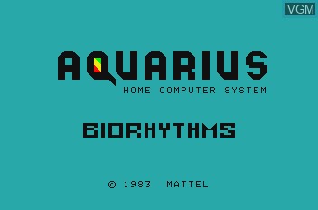 Image de l'ecran titre du jeu Biotythms sur Mattel Aquarius