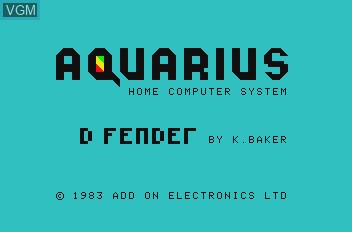 Image de l'ecran titre du jeu D-Fenders sur Mattel Aquarius