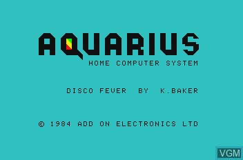 Image de l'ecran titre du jeu Disco Fever sur Mattel Aquarius