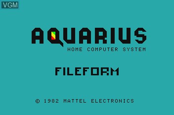 Image de l'ecran titre du jeu File Form sur Mattel Aquarius