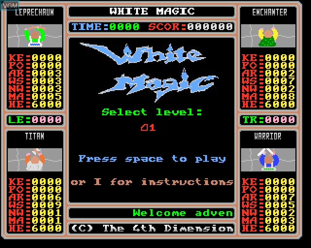 Image de l'ecran titre du jeu White Magic sur Acorn Archimedes