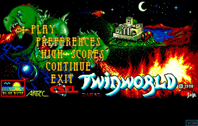 Image du menu du jeu Twinworld sur Acorn Archimedes