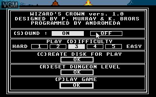 Image du menu du jeu Wizard's Crown sur Atari ST