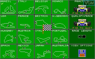 Image du menu du jeu Nigel Mansell's Grand Prix sur Atari ST