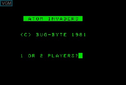Image de l'ecran titre du jeu Atom Invaders sur Acorn Atom