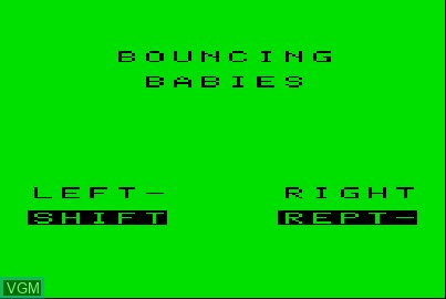 Image de l'ecran titre du jeu Bouncing Babies sur Acorn Atom