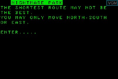 Image de l'ecran titre du jeu Nightmare Park sur Acorn Atom