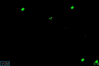 Image in-game du jeu Asteroids sur Acorn Atom
