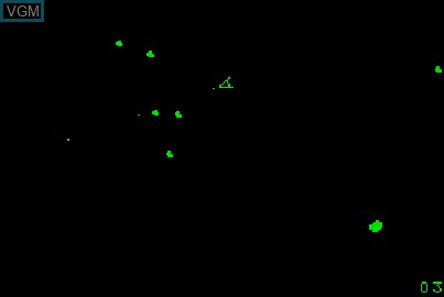 Image in-game du jeu Asteroids sur Acorn Atom