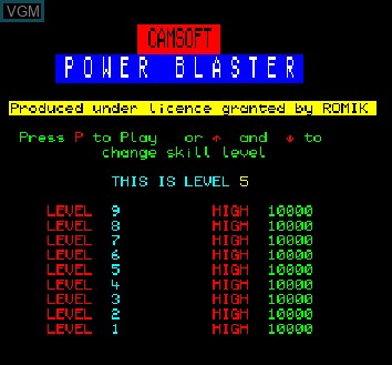 Image de l'ecran titre du jeu Power Blaster sur Camputers Lynx