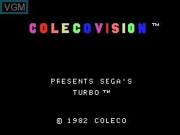 Image de l'ecran titre du jeu Turbo sur Coleco Industries Colecovision