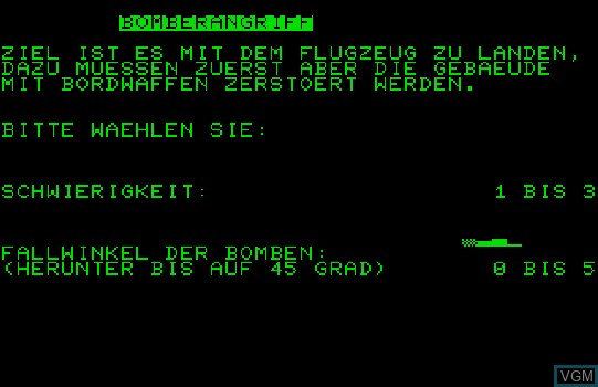 Image de l'ecran titre du jeu Bomberangriff sur Commodore PET