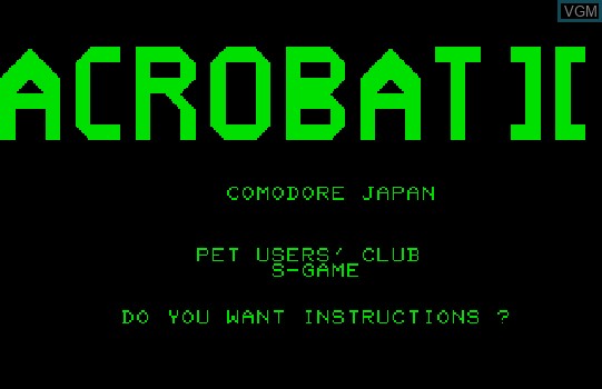 Image de l'ecran titre du jeu Acrobat sur Commodore PET