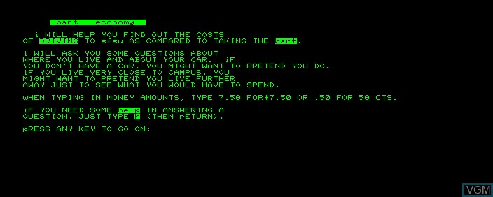Image de l'ecran titre du jeu Bart Economy sur Commodore PET
